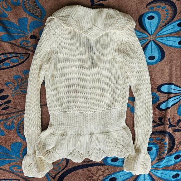 BCBGMaxAzria cream white coquette cardigan medium - Picture 4 of 4